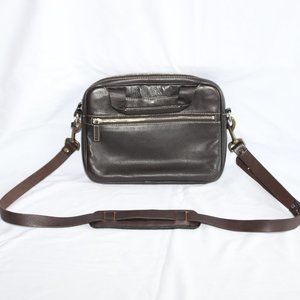 Levenger Brown Leather Multi-Use Messenger Crossbody Bag Organizer 11.5"x9"